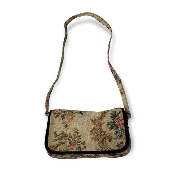 Handbags - Floral Tapestry Shoulder Bag With Adjustable Strap FairyCore Nature CottageCore